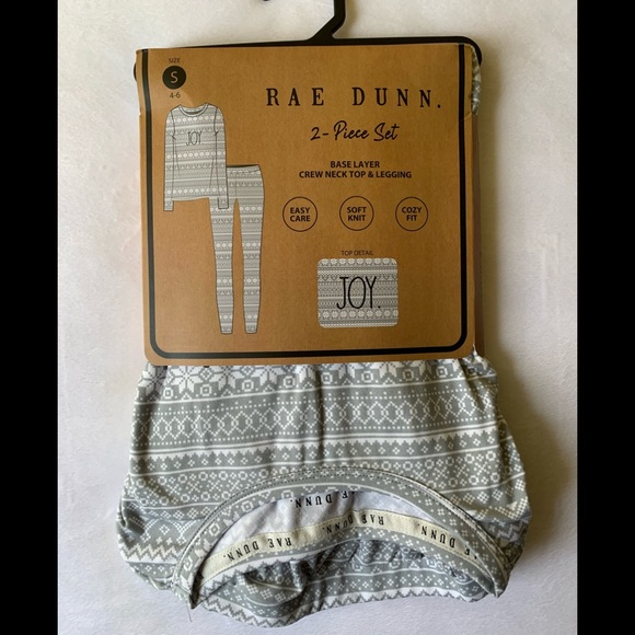 Rae Dunn Other - Rae Dunn Joy Gray And White Pajamas or Base Layer Set Size Small New